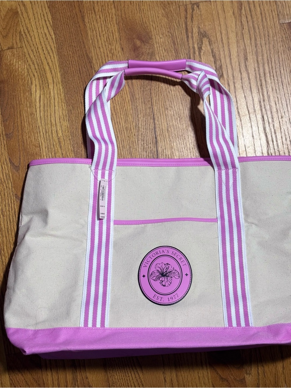 NWT Victoria’s Secret Pink Cream Canvas Tote Bag
